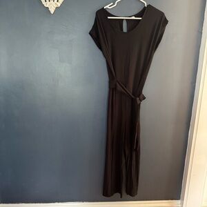 Old Navy Black Short Sleeve Jumpsuit with Keyhole Back & Front Tie Detail